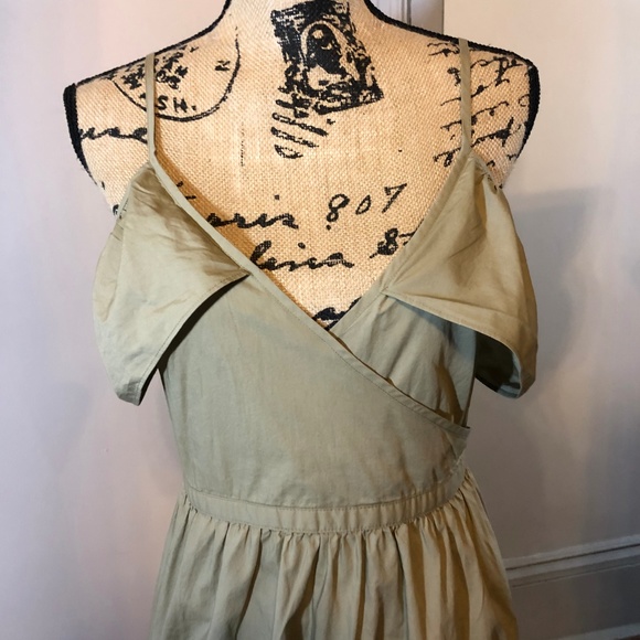 Madewell Khaki Cold Shoulder Ruffle Dress - Picture 5 of 8